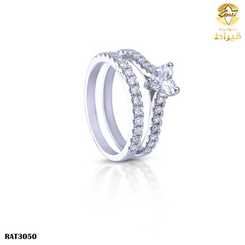 خاتم ذهب ابيض مع الماس زراعي عيار 18