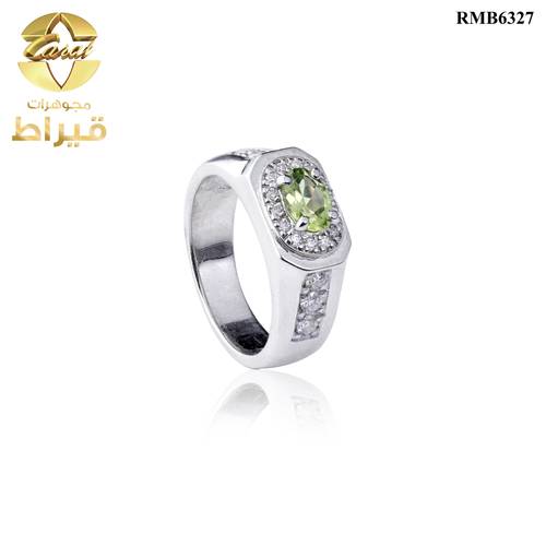 خاتم فضة مع موسانايت و زبرجد عيار 925