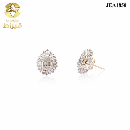 حلق ذهب مع الماس عيار 18