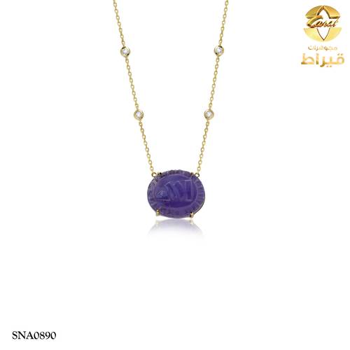   عقد فضة مع عقيق و موسانايت عيار 925