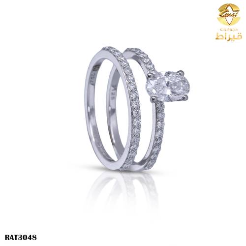  خاتم ذهب ابيض مع الماس زراعي عيار 18