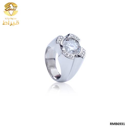 خاتم رجالي , فضة ,خاتم سيلنوفا مع الماس  و موسانايت