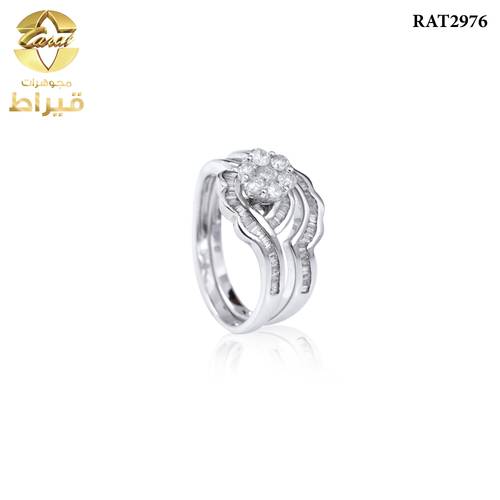 خاتم ذهب ابيض مع الماس عيار 18