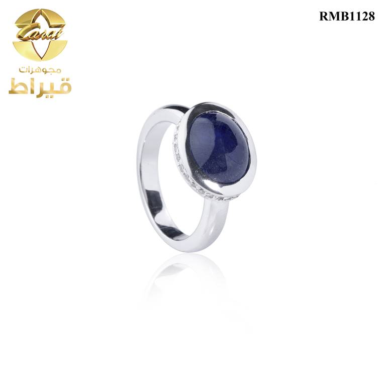 خاتم فضة مع الماس و زفير عيار 925