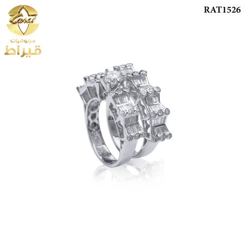 WOMEN'S 18K WHITE GOLD TWINS RING WITH DIAMONDS