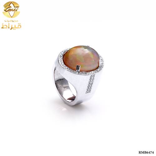 خاتم رجالي  سيلنوفا مع الماس  و اوبال عيار 925