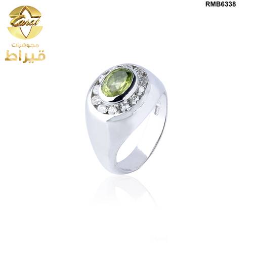خاتم فضة مع موسانايت و زبرجد عيار 925