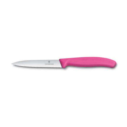 سكين التقشير 10 سم Victorinox - مقبض زهري - حد مموج