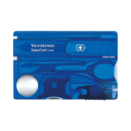 Blue Victorinox SwissCard Lite With Magnifier & LED Light - 13 Functions
