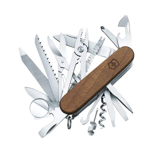 Brown Wooden Victorinox Champ Swiss Pocket Knife - 29 Functions