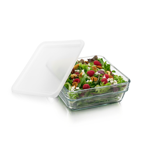 Square Glass Food container with lid