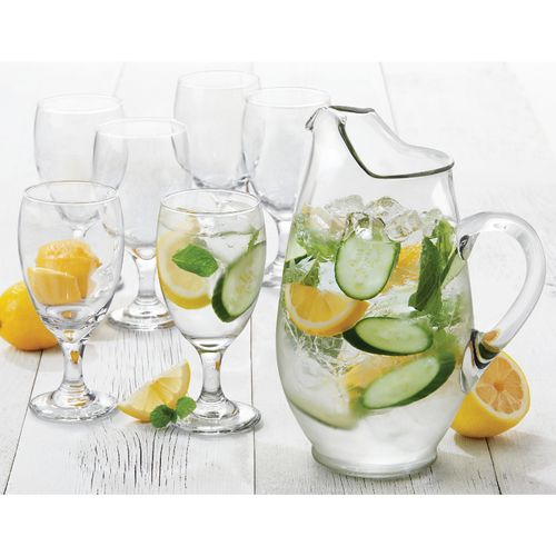 Libbey Glass Pitcher with 6 Cups - Transparent