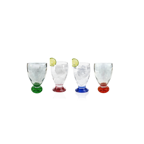   Libbey Glass Cup Set 4 Pieces 318 ml - Transparent with Colorful Base