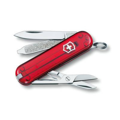 Transparent Red Classic Victorinox Swiss Knife - 7 Functions