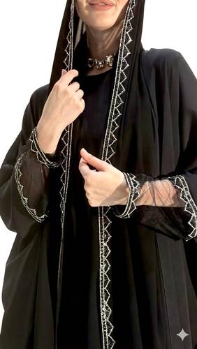SILVER RHINESTONE ABAYA