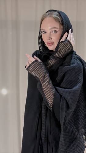 عبايه اكمام قطن ناعم +finger less+ scarf