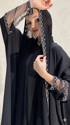 SILVER RHINESTONE ABAYA