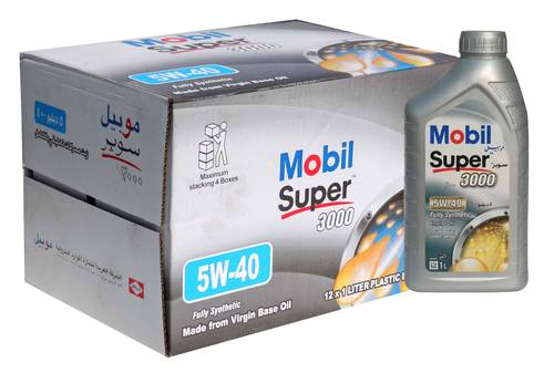 كرتون 12 علبة زيت محرك موبيل 5w40 تخليقي لتر 