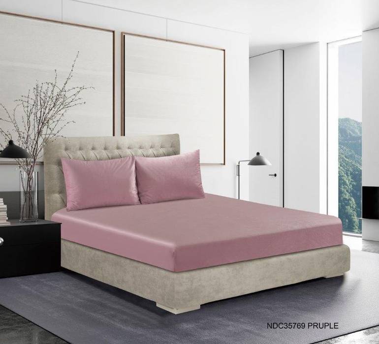 شرشف سرير مطاط مفرد باللون الوردي