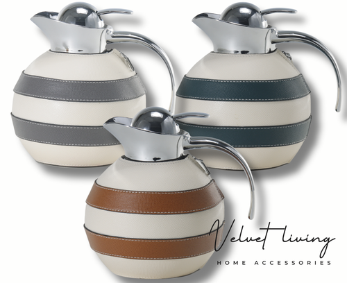 Luxury Stainless Steel Thermal Carafe with Leather Exterior –  4 Colors