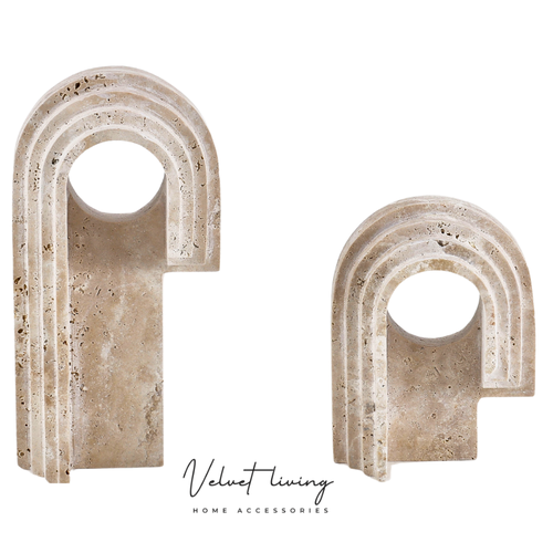 Modern Travertine Arch Decor Pieces – Set of Two Sizes