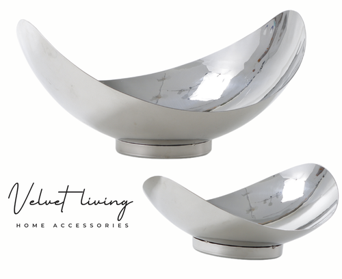Elegant Stainless Steel Crescent Serving Bowls –  Two Sizes