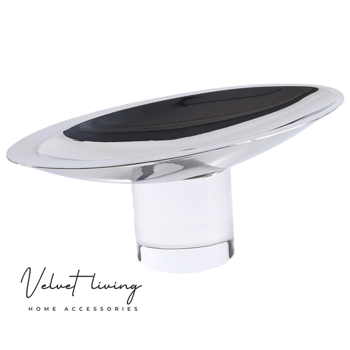 Stainless steel bowl with a glass base