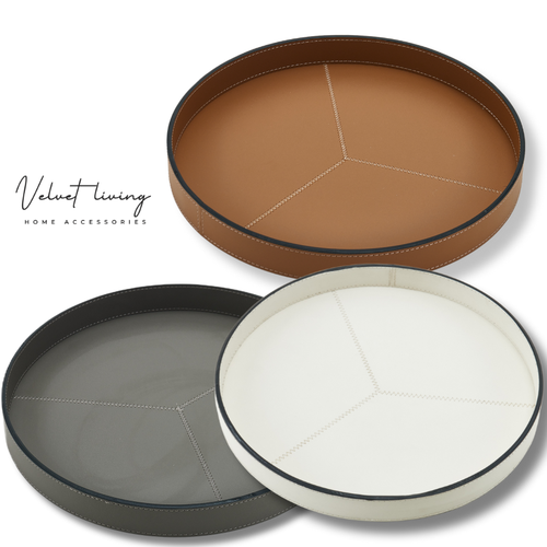 ROUND LEATHER TRAY