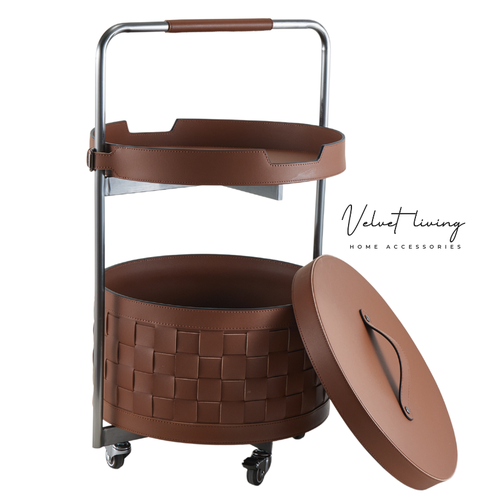 Luxury Leather Storage Trolley