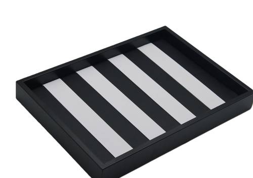 Leather Tray with Black and White Stripes