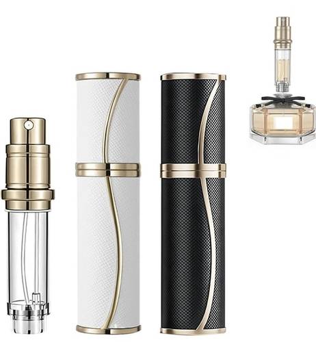 عطر أنيقة إعادة تعبئه لون أبيض ( اطار ذهبي مائل ) 5 مل