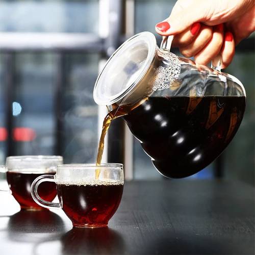 إناء تقديم قهوه زجاج مقاوم للحراره العاليه بغطاء حجم 600 مل