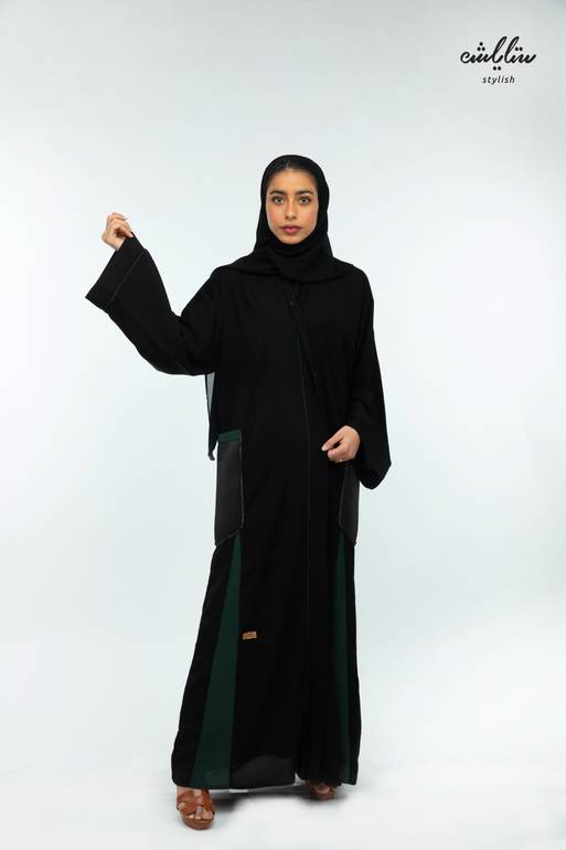 عباية ملكي كويتي باللون الأسود والزيتي