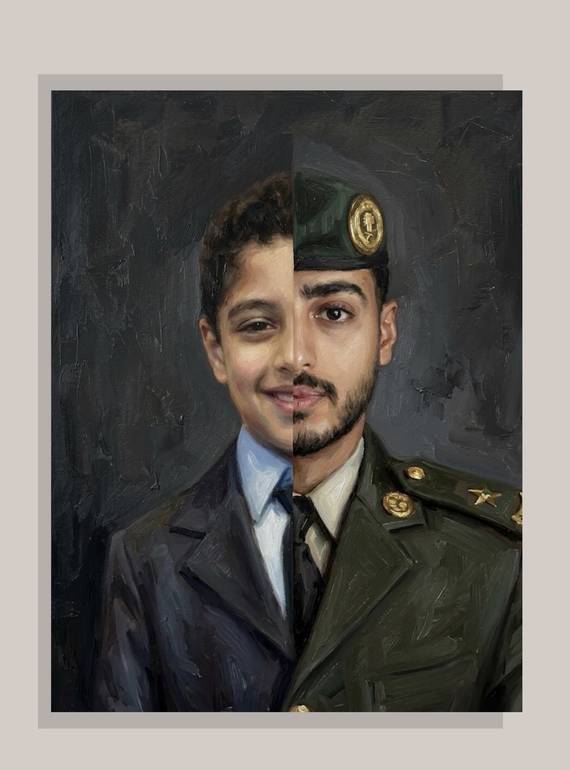لوحة دمج صورتين من الطفولة إلى الشرف العسكري 