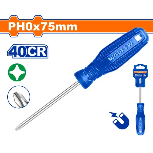 مفك يد ازرق مربع PH0x75mm WADFOW 