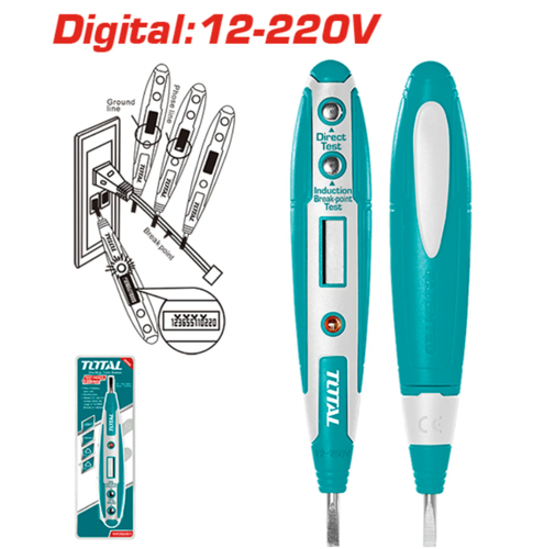 مفك تيستر فاحص 12-220V الكتروني توتال