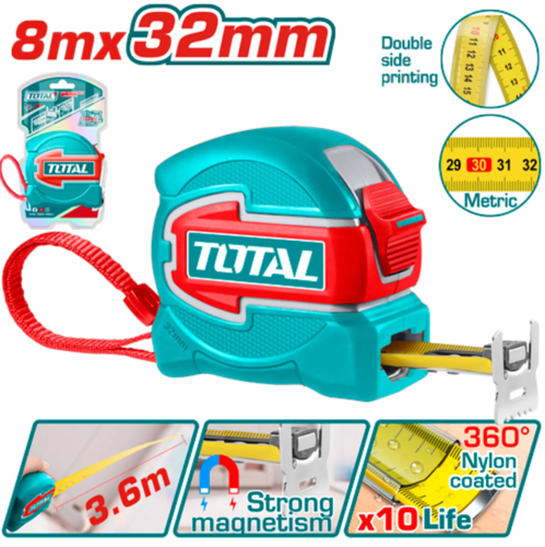 متر ربر وجهين 8mx32mm توتال