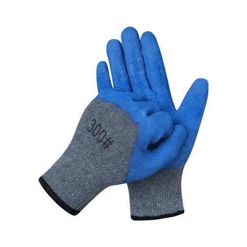 Gray and blue glove