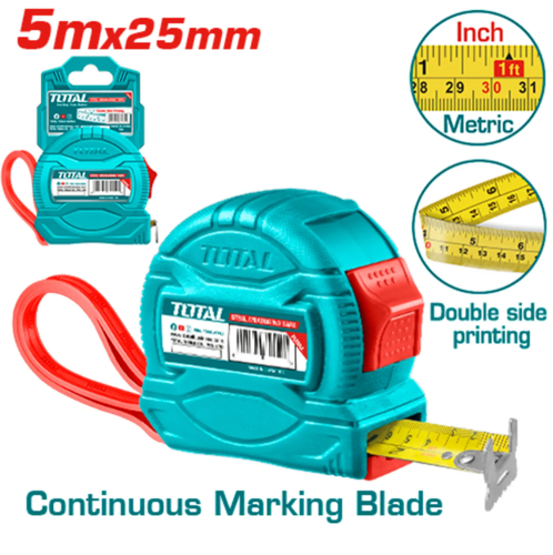 متر بلاستيك وجهين 5mx25mm انش+مم توتال 