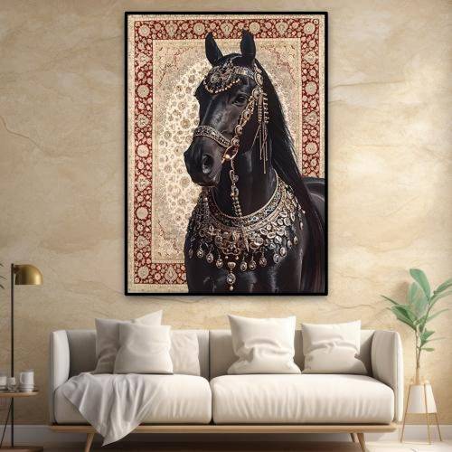 لوحة خيول بتصميم سجاد مميز