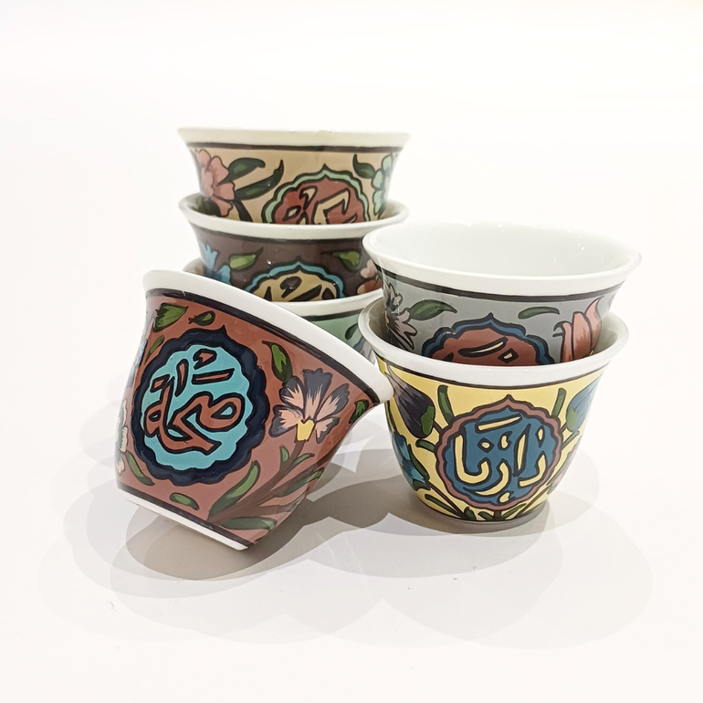 PAINTED ARABIC COFFEE SET OF 6