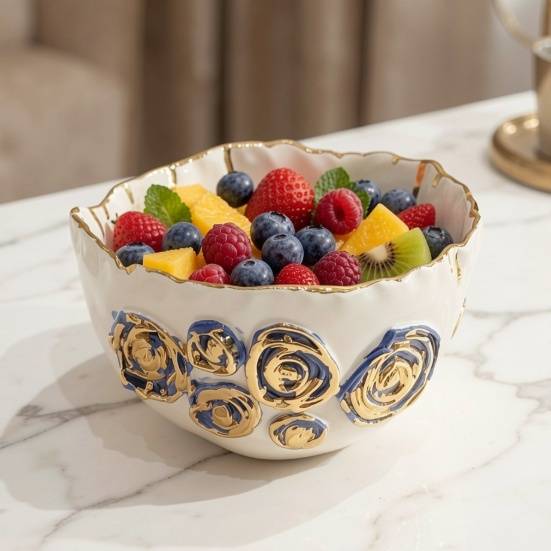 SLB 'Rose' design Ceramic Bowl Medium