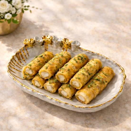 صحن سلوب ضيافه بيضاوي مزين بالورود
