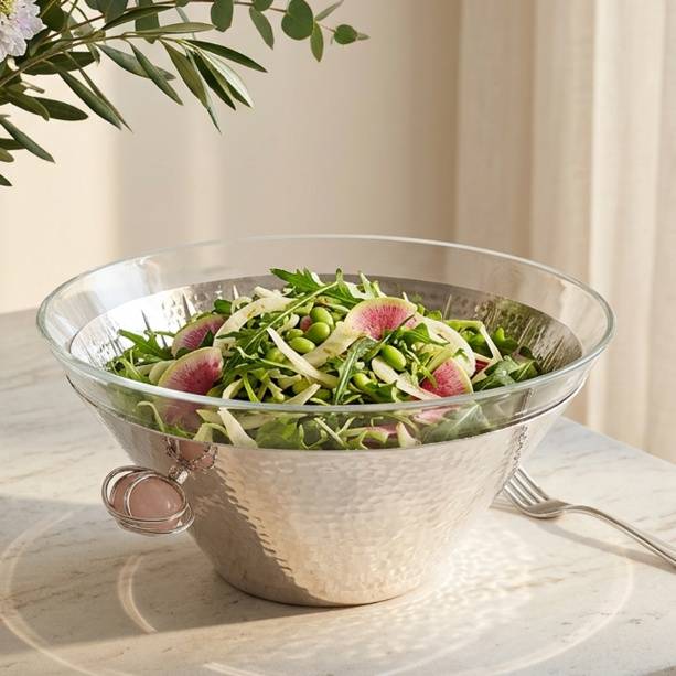 PRECIOUS STONE SALAD BOWL SILVER PLATED