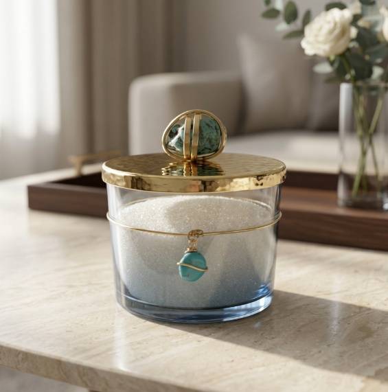 Sugary gold with Turquoise precious stones 