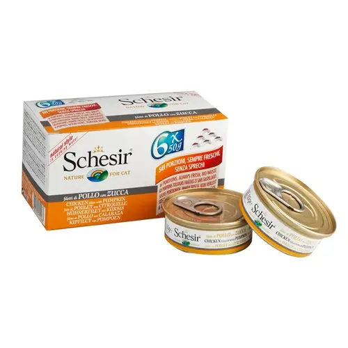 شيزر طعام رطب معلبات للقطط متعددة شرائح دجاج مع يقطين 6*50غ