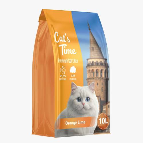 رمل قطط Cats Time 10L برائحة البرتقال والليمون المنعش