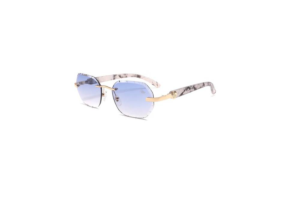 Diamond Cut willow White Marble Blue | Gold