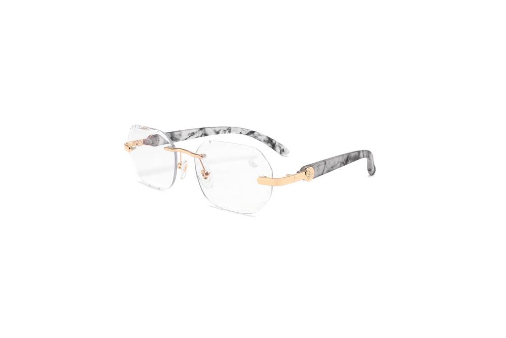 Diamond Cut Willow Anti Blue White Marble | Gold