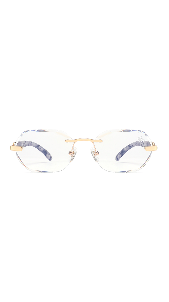 Diamond Cut Willow Anti Blue White Marble | Gold